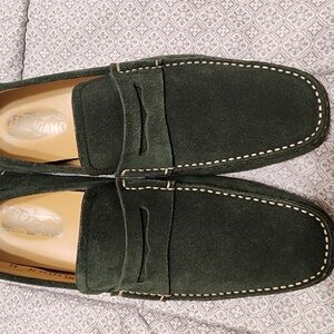 Salvatore Ferragamo Men's Green Suede Loafers